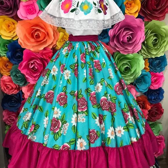 Mexican skirt handmade beautiful -Frida Khalo style- woman’s boho coco theme - Picture 3 of 7